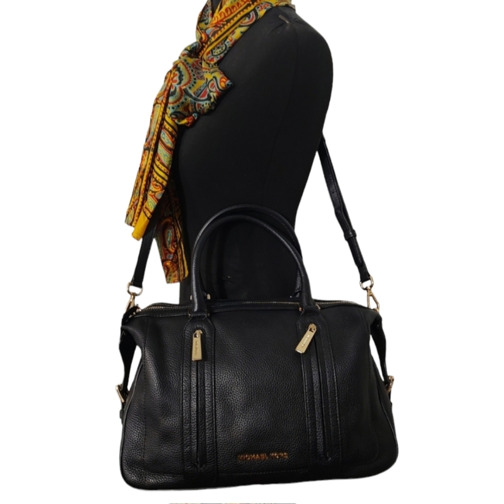 MICHAEL KORS Julia Large Satchel Crossbody Tote Bag Handbag Pebbled Leather - Picture 14 of 16